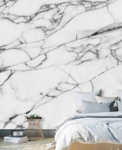 Decorazione murale in marmo bianco con linee nere