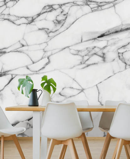 White Marble with Black Lines Wall Mural White Marble with Black Lines Wall Mural
