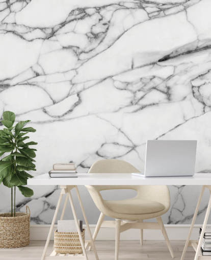 Mural de pared Mármol blanco con líneas negras