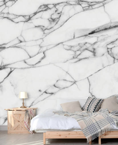 Décoration murale en marbre blanc avec lignes noires