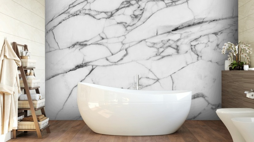 Mural de pared Mármol blanco con líneas negras