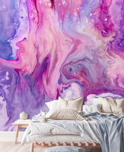 behangmuurschildering met paars en roze marmereffect genaamd Purple Paint Marble Effect voor slaapkamers en woonkamers behangmuurschildering met paars en roze marmereffect genaamd Purple Paint Marble Effect voor slaapkamers en woonkamers