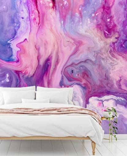 purple and pink marble effect wallpaper mural called Purple Paint Marble Effect for bedrooms and living rooms