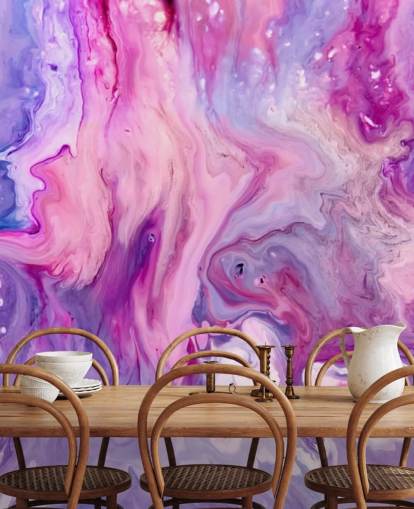 lilla og lyserød marmor effekt tapetmaleri kaldet Purple Paint Marble Effect til soveværelser og stuer