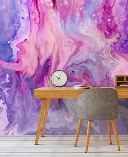 violetti ja vaaleanpunainen marmorivaikutteinen taustakuvamaalaus nimeltä Purple Paint Marble Effect makuuhuoneisiin ja olohuoneisiin