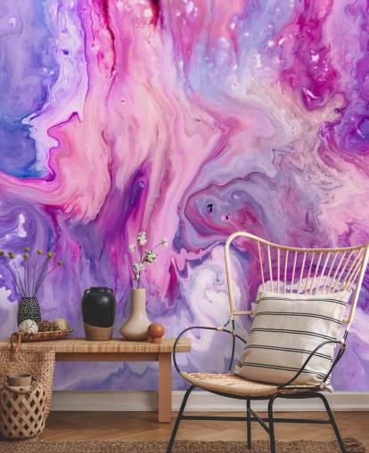Wandbild mit lila und rosafarbenem Marmoreffekt namens Purple Paint Marble Effect für Schlafzimmer und Wohnzimmer