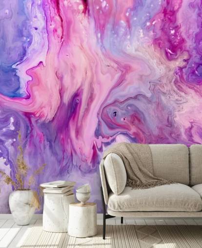 purple and pink marble effect wallpaper mural called Purple Paint Marble Effect for bedrooms and living rooms