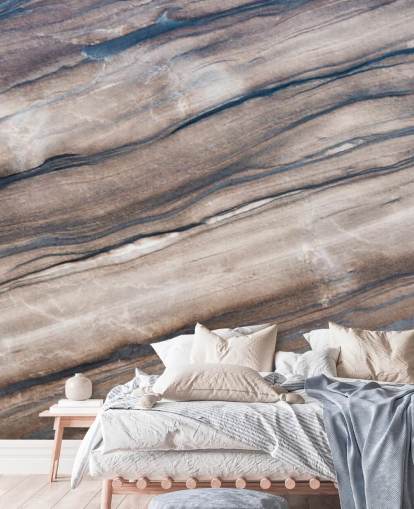 bruine en crèmekleurige marmeren behangmuurschildering genaamd Brown Marble voor gangen, woonkamers en slaapkamers