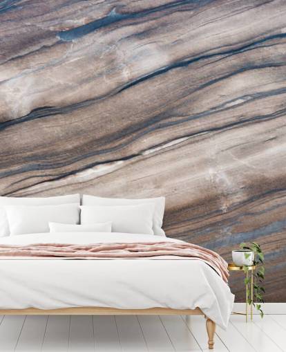 mural de papel de parede de mármore marrom e creme chamado Brown Marble para corredores, salas de estar e quartos