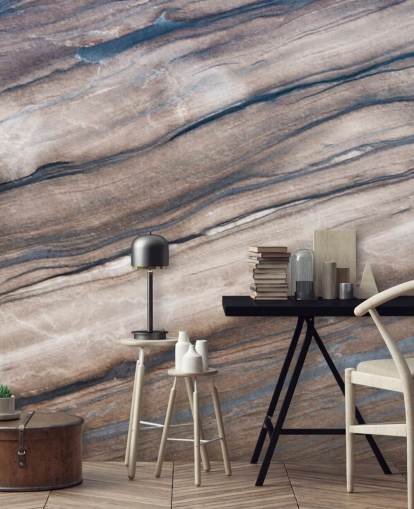 mural de papel de parede de mármore marrom e creme chamado Brown Marble para corredores, salas de estar e quartos