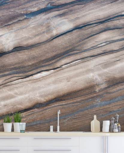 brun och grädde marmor tapetväggmålning kallad Brown Marble för hallar, vardagsrum och sovrum