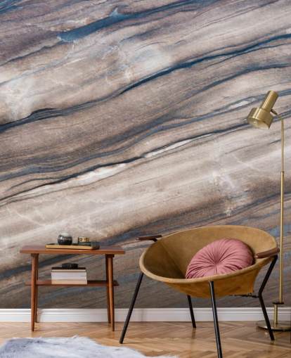brown and cream marble wallpaper mural called Brown Marble for hallways, living rooms and bedrooms