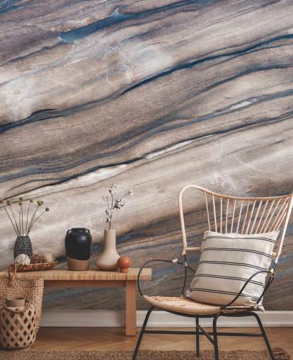brown and cream marble wallpaper mural called Brown Marble for hallways, living rooms and bedrooms