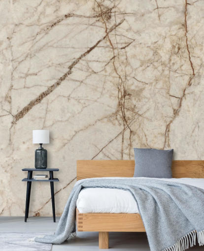 cream and light brown marble effect wallpaper mural called Natural Effect Marble for bedrooms, kitchens and bathrooms
