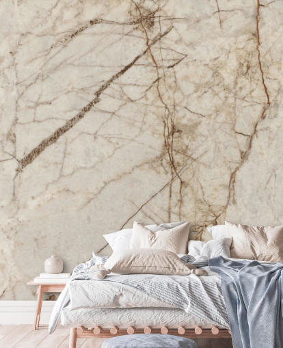cream and light brown marble effect wallpaper mural called Natural Effect Marble for bedrooms, kitchens and bathrooms