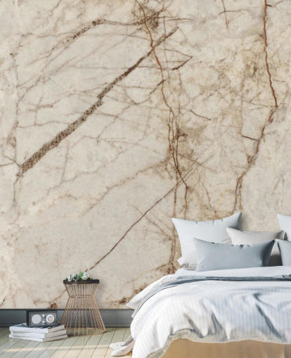 mural de papel de parede com efeito de mármore creme e marrom claro chamado Natural Effect Marble para quartos, cozinhas e banheiros