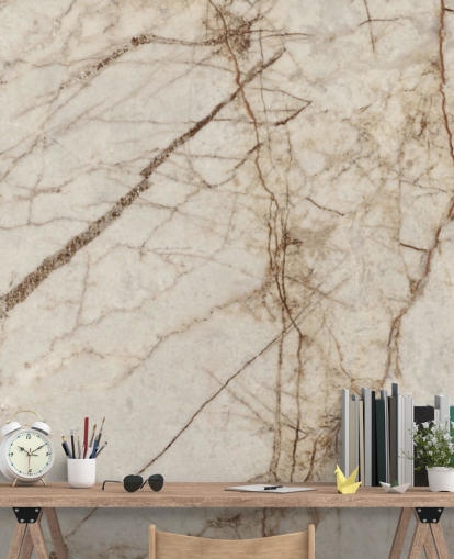 cream and light brown marble effect wallpaper mural called Natural Effect Marble for bedrooms, kitchens and bathrooms