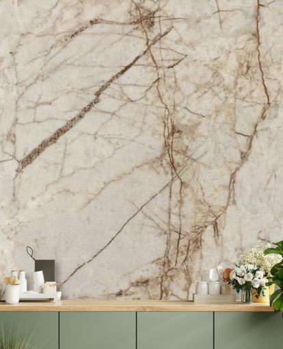papier peint mural effet marbre crème et marron clair appelé Natural Effect Marble pour les chambres, les cuisines et les salles de bain