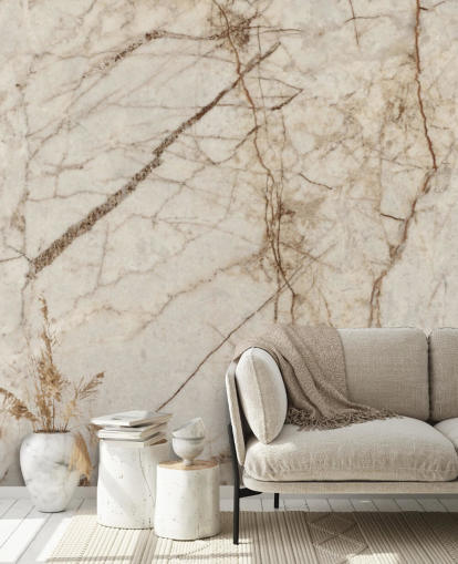 cream and light brown marble effect wallpaper mural called Natural Effect Marble for bedrooms, kitchens and bathrooms