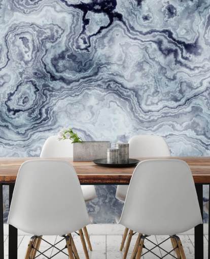 blå marmor tapet vægmaleri kaldet Blue Swirl Marble vægmaleri til badeværelser og soveværelser blå marmor tapet vægmaleri kaldet Blue Swirl Marble vægmaleri til badeværelser og soveværelser