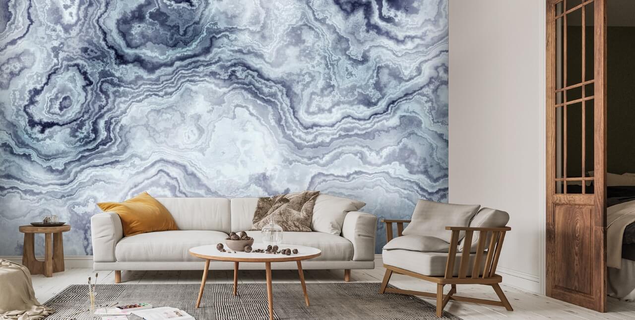 Blue Swirl Marble Wall Mural Wallsauce AU