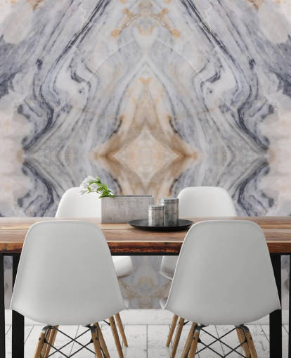 natural effect marble wallpaper mural called Patterned Marble for living rooms and kitchens