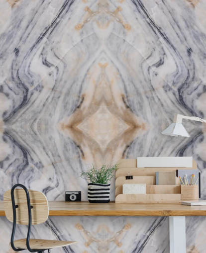 natural effect marble wallpaper mural called Patterned Marble for living rooms and kitchens