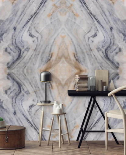 natural effect marble wallpaper mural called Patterned Marble for living rooms and kitchens