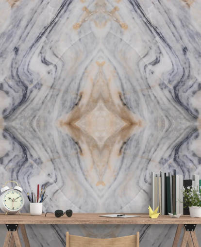 marmeren behangmuurschildering met natuurlijk effect genaamd Patterned Marble voor woonkamers en keukens