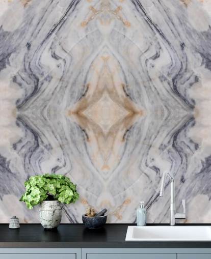 mural de papel pintado de mármol con efecto natural llamado Mármol estampado para salas de estar y cocinas