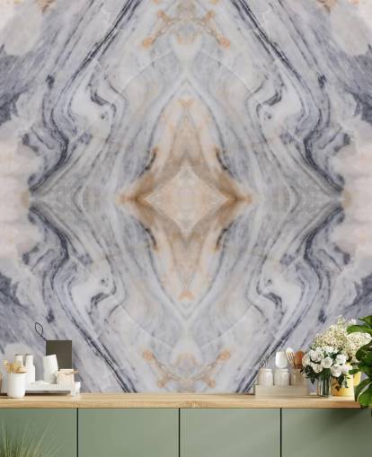 natural effect marble wallpaper mural called Patterned Marble for living rooms and kitchens