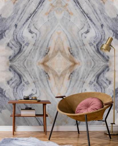 natural effect marble wallpaper mural called Patterned Marble for living rooms and kitchens