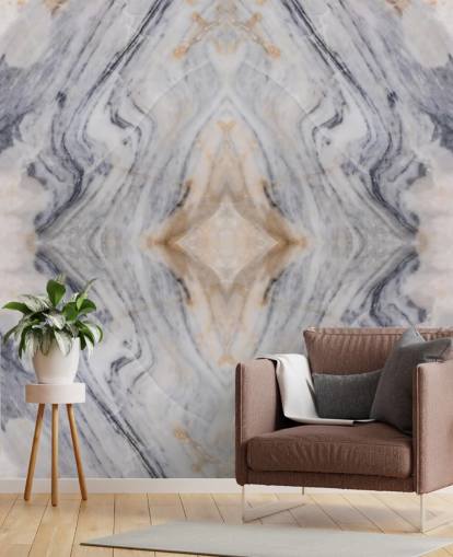 natural effect marble wallpaper mural called Patterned Marble for living rooms and kitchens