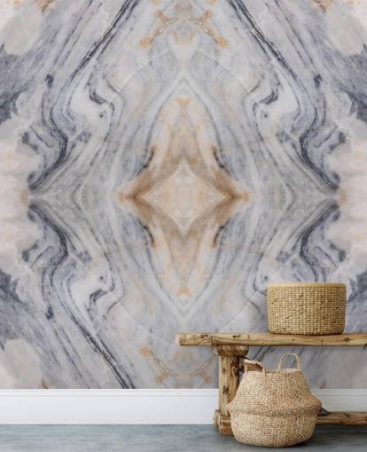 natural effect marble wallpaper mural called Patterned Marble for living rooms and kitchens