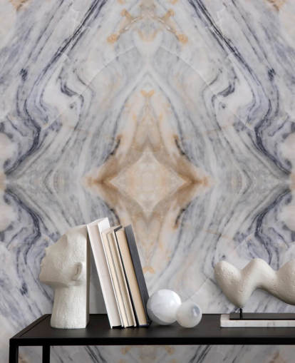 mural de papel pintado de mármol con efecto natural llamado Mármol estampado para salas de estar y cocinas