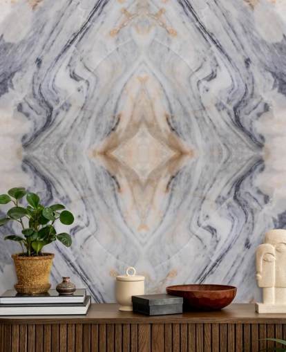 mural de papel pintado de mármol con efecto natural llamado Mármol estampado para salas de estar y cocinas