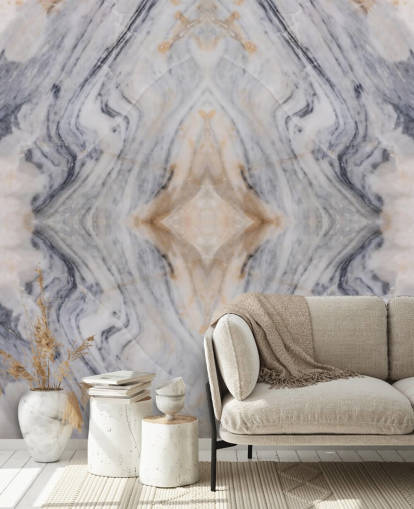 carta da parati murale in marmo ad effetto naturale chiamata Patterned Marble per salotti e cucine