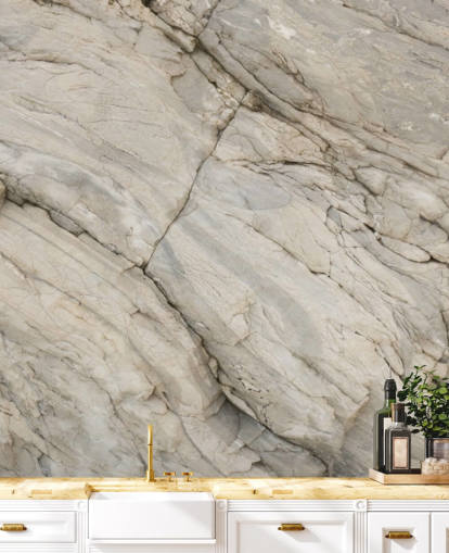 mural de papel pintado de mármol gris llamado Stylish Marble para dormitorios, cocinas y comedores