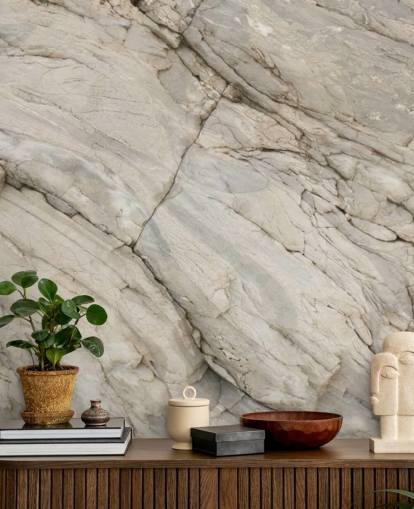 mural de papel pintado de mármol gris llamado Stylish Marble para dormitorios, cocinas y comedores