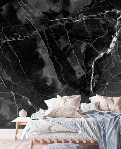 Wandbild aus dunkelgrauem und schwarzem Marmor mit dem Titel Marble - Charcoal für Küchen, Wohn- und Schlafzimmer