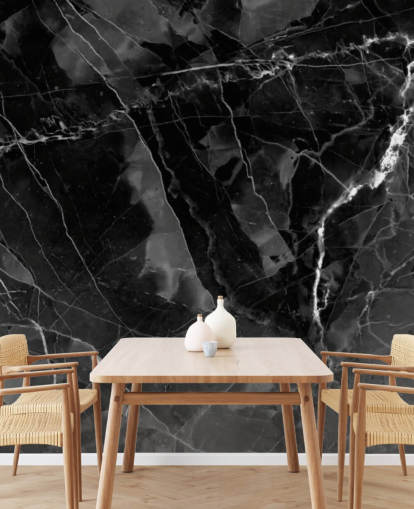 donkergrijze en zwarte marmeren muurschildering genaamd Marble - Charcoal voor keukens, woonkamers en slaapkamers