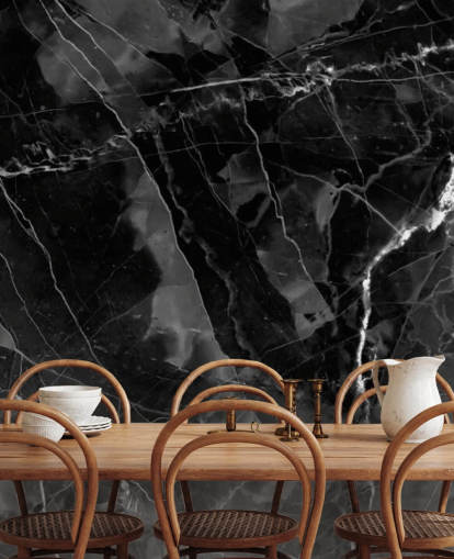 carta da parati murale in marmo grigio scuro e nero chiamato Marble - Antracite per cucine, salotti e camere da letto