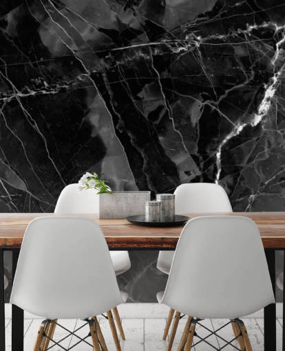 Wandbild aus dunkelgrauem und schwarzem Marmor mit dem Titel Marble - Charcoal für Küchen, Wohn- und Schlafzimmer