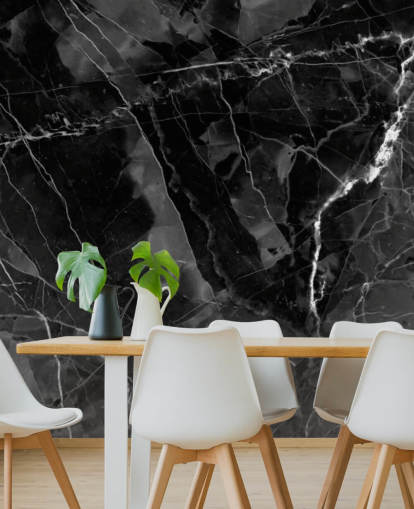 papier peint mural en marbre gris foncé et noir appelé Marble - Anthracite pour cuisines, salons et chambres