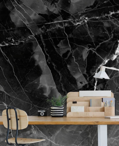 dark grey and black marble wallpaper mural called Marble - Charcoal for kitchens, living rooms and bedrooms