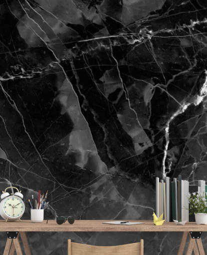 carta da parati murale in marmo grigio scuro e nero chiamato Marble - Antracite per cucine, salotti e camere da letto