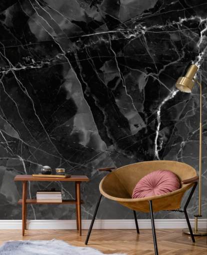dark gray and black marble wallpaper mural called Marble - Charcoal for kitchens, living rooms and bedrooms