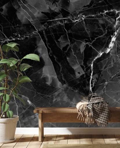 Wandbild aus dunkelgrauem und schwarzem Marmor mit dem Titel Marble - Charcoal für Küchen, Wohn- und Schlafzimmer