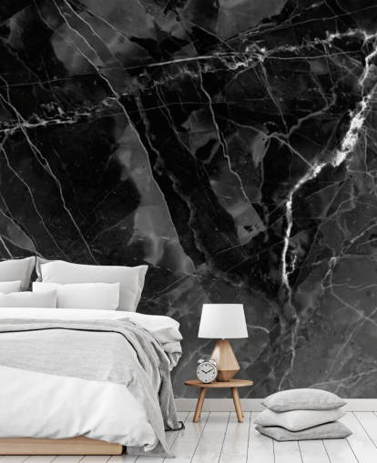 dark grey and black marble wallpaper mural called Marble - Charcoal for kitchens, living rooms and bedrooms