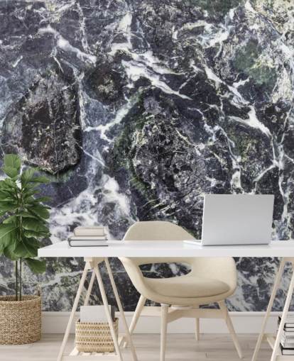 zwart-wit marmeren behangmuurschildering genaamd Black Marble voor keukens en badkamers zwart-wit marmeren behangmuurschildering genaamd Black Marble voor keukens en badkamers